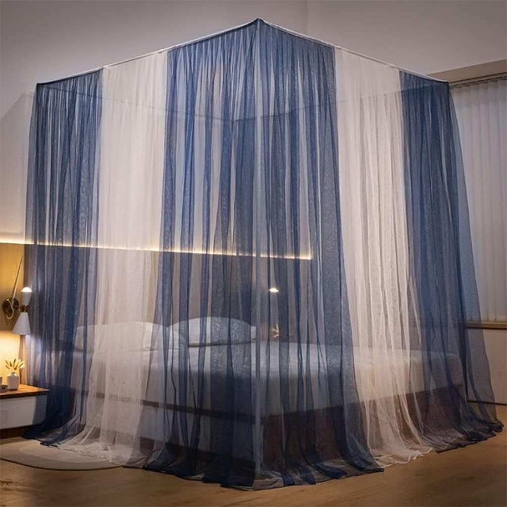 Luxury 4 Corner Post Mosquito Net for Girls Bed Kids Toddlers Girls Crib Bedroom Decoration; Princess Bed Canopy Curtains for Full/Queen/King Size Bed (Grey, Full)