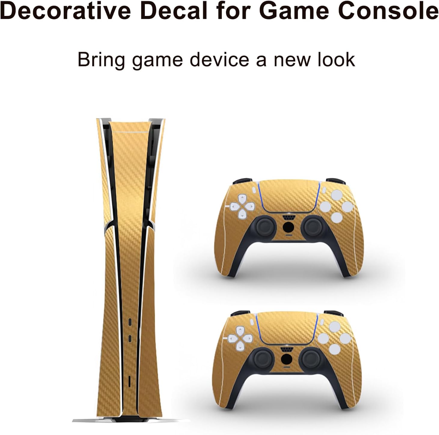 Skin Sticker Compatible with PS5 Slim Digital Console Controller (Gold) | Protective Decal Cover, Game Device Vinyl