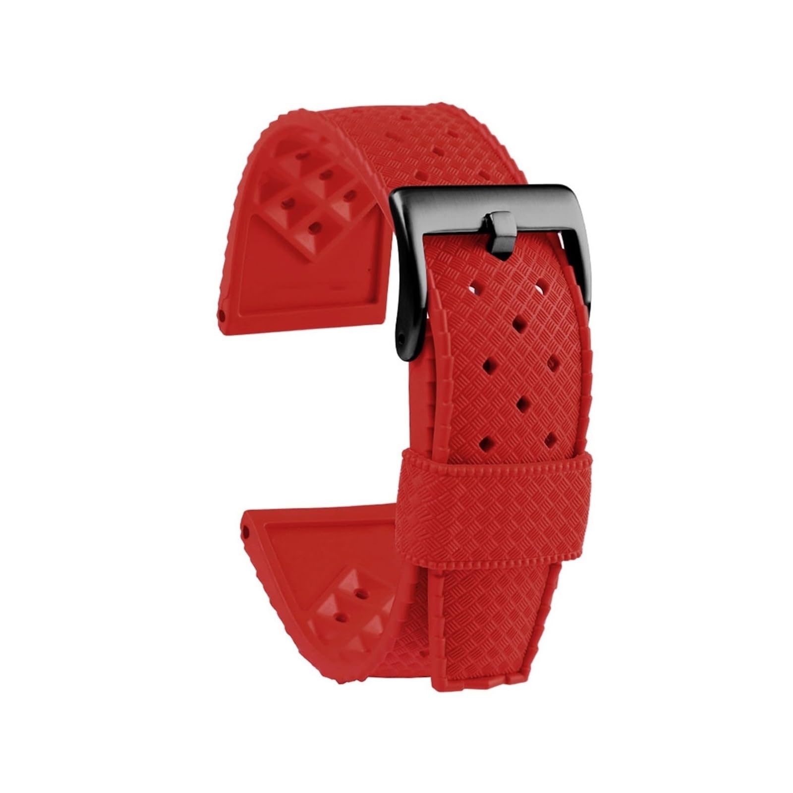 WAHRERubber Watchband Fit For Seiko SLA037J1 No. 5 Series Watches Straps Fit For Rolex Water Ghost Fit For MIDO Watch Band Waterproof Silicon 20 22mm (Color : Red black clasp, Size : 22mm)