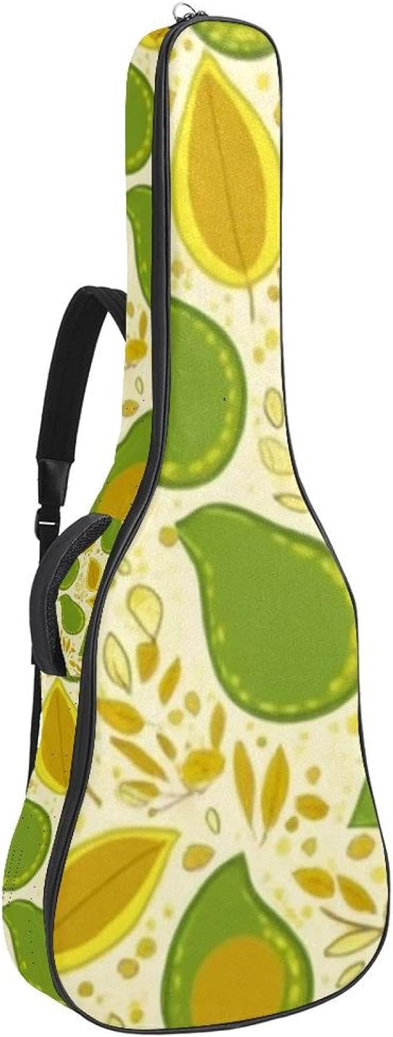40/41/42-inch Green avocado Acoustic Guitar Bag With Adjustable Shoulder Strap And 2 Storage Bags. Guitar Bag With Back Hanging Loop, Electric, and Classical Guitars