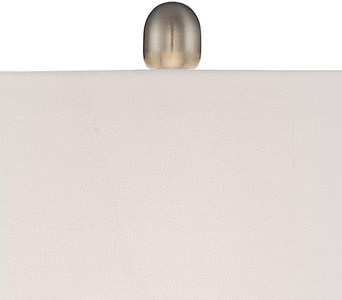 Miniatura 2 de 360 Lighting Roxie - Lámparas de mesa modernas con elevadores de mármol blanco de 31 pulgadas de alto, juego de 2 pantallas de tela rectangular de