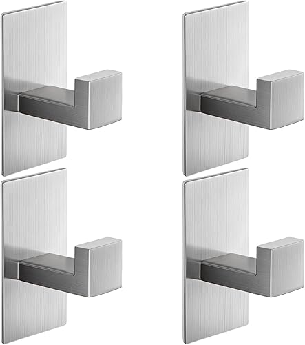 Miniatura 1 de Paquete de 4 ganchos adhesivos para toallas, ganchos de pared resistentes, ganchos para toallas para baño, cocina, ganchos adhesivos de acero