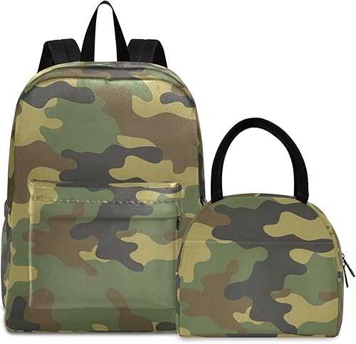 Skeletal Dancer Set Mochila impermeable Cooler Backback, Mochila para niñas con lonchera, bolsas escolares para niños, Camouflaje, Moderno