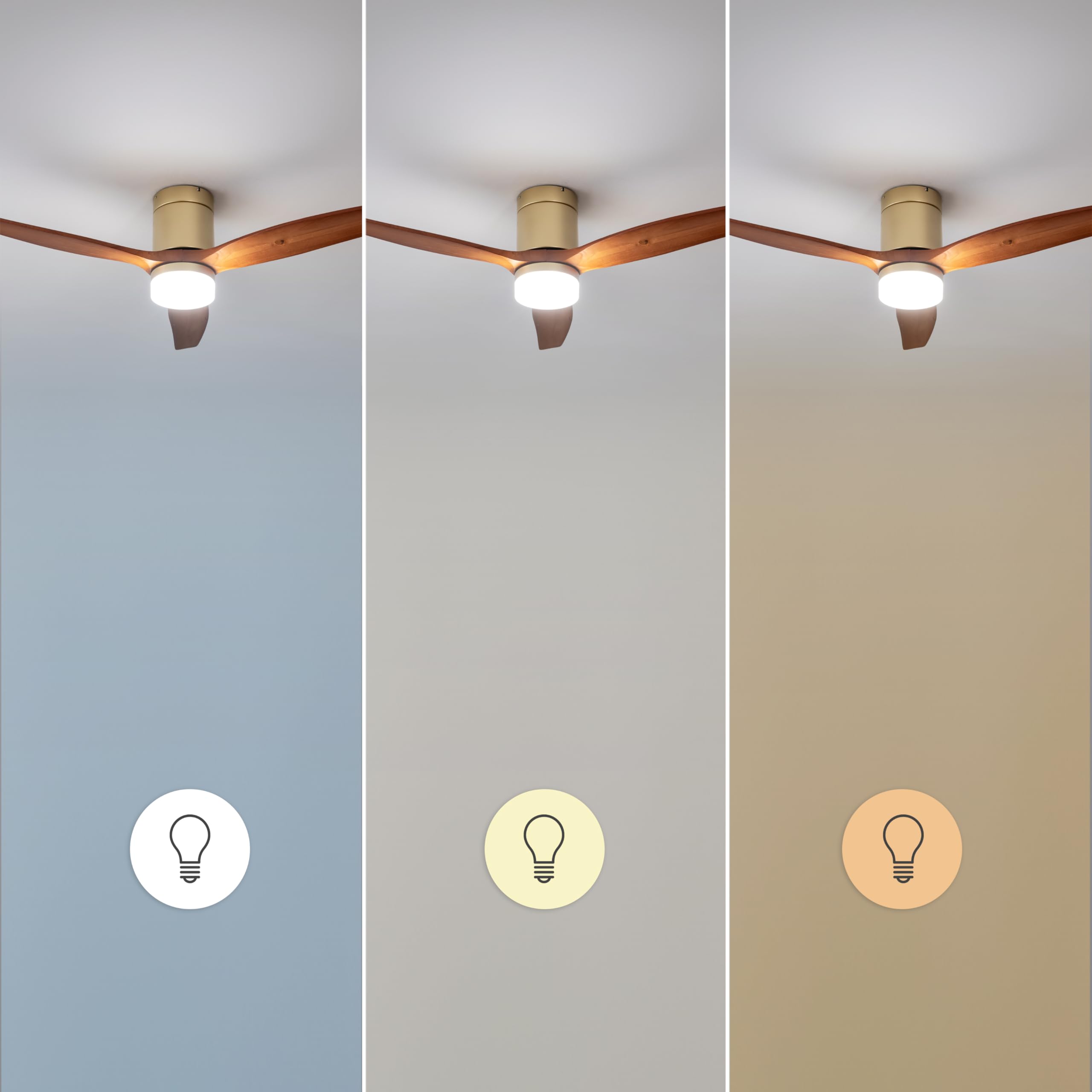Cecotec - Deckenventilatoren mit Licht EnergySilence Aero 5600 Aqua GoldDarkWood Connected, 132 cm, 40 W, LED 20W Licht, 3 Flügel, 6 Geschwindigkeiten, Timer, Winter/Sommer Modus, Wi-Fi, Gold-Braun