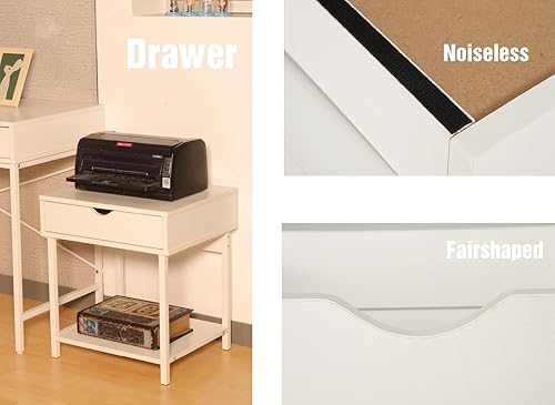 Miniatura 7 de JJS Mesa auxiliar auxiliar, mesita de noche, mesita de noche con cajón y estantes de almacenamiento, mesa de sofá para sala de estar, dormitorio,