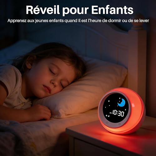 iHoo Toddlers Sleep Training Clock, Kids Alarm Clock with Night Light & Nap Timer, Ok to Wake Clock Gift for 2-9 Years Girls Boys White - 2