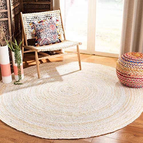 SAFAVIEH Braided Round Rug 4', Beige BRD452B
