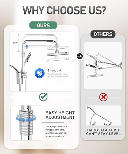 Miniatura 3 de Cabezal de ducha filtrado con combo de rociador de mano, cabezal de ducha de lluvia de alta presión de 12 pulgadas con barra deslizante ajustable,