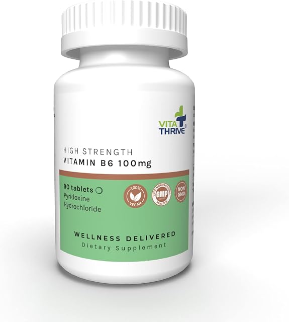 VitaThrive® High Strength Vitamin B6 (Pyridoxine Hydrochloride) 100mg  90 Tablets