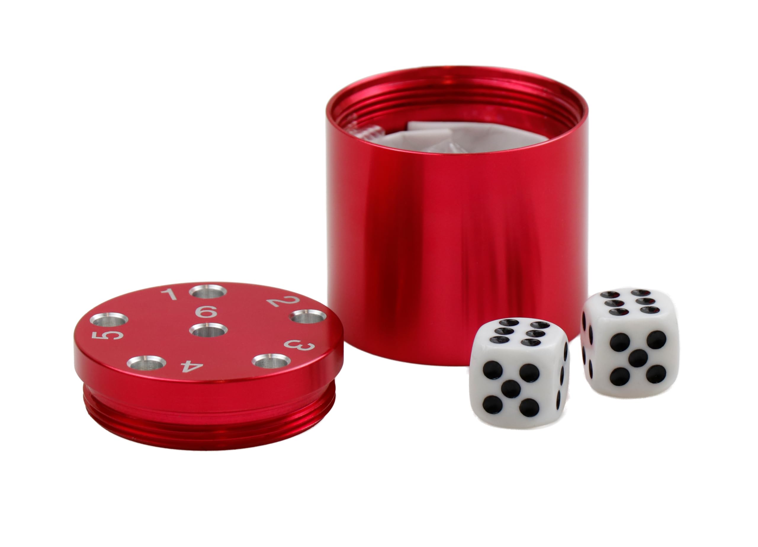 BestSaller 3004 SUPER SIX 'Travel' Aluminum czerwony, 5 x Ø 5 cm, 2 kostki i 36 patyczków do zabawy, pokrywka zamykana (1 sztuka)