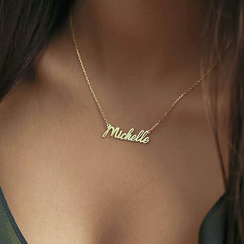gold plated name cursive necklaces 