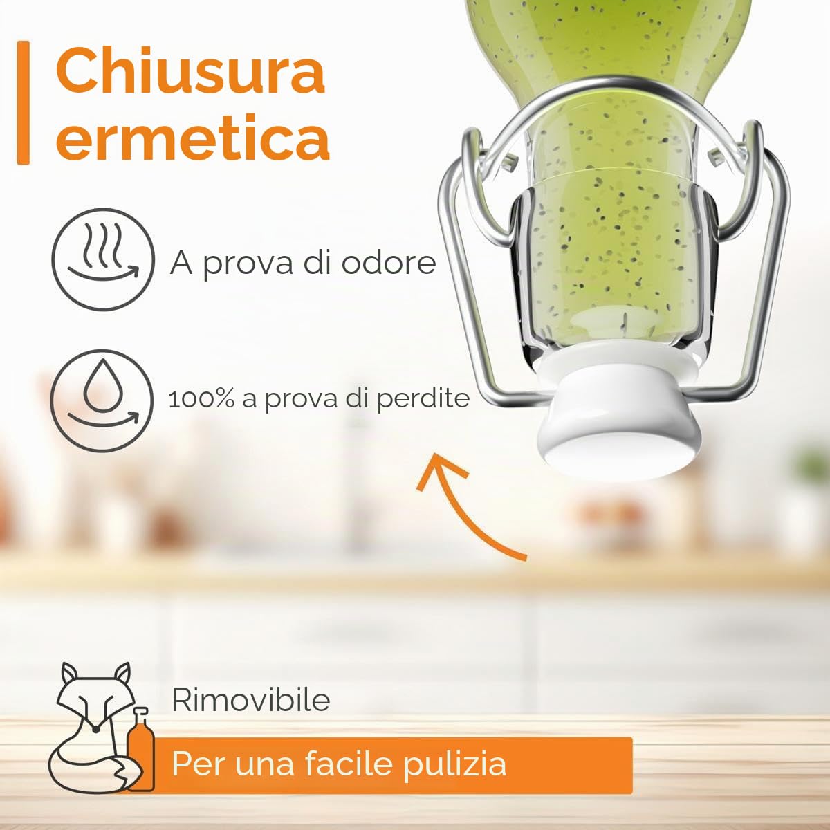 Set di 48 Bottiglie in Vetro da 60ml con Chiusura Ermetica - Bottiglia per Olio, Vino, Liquori, Acqua, Birra, Succhi di Frutta, Conserve e Latte - Bottigliette di Vetro piccole