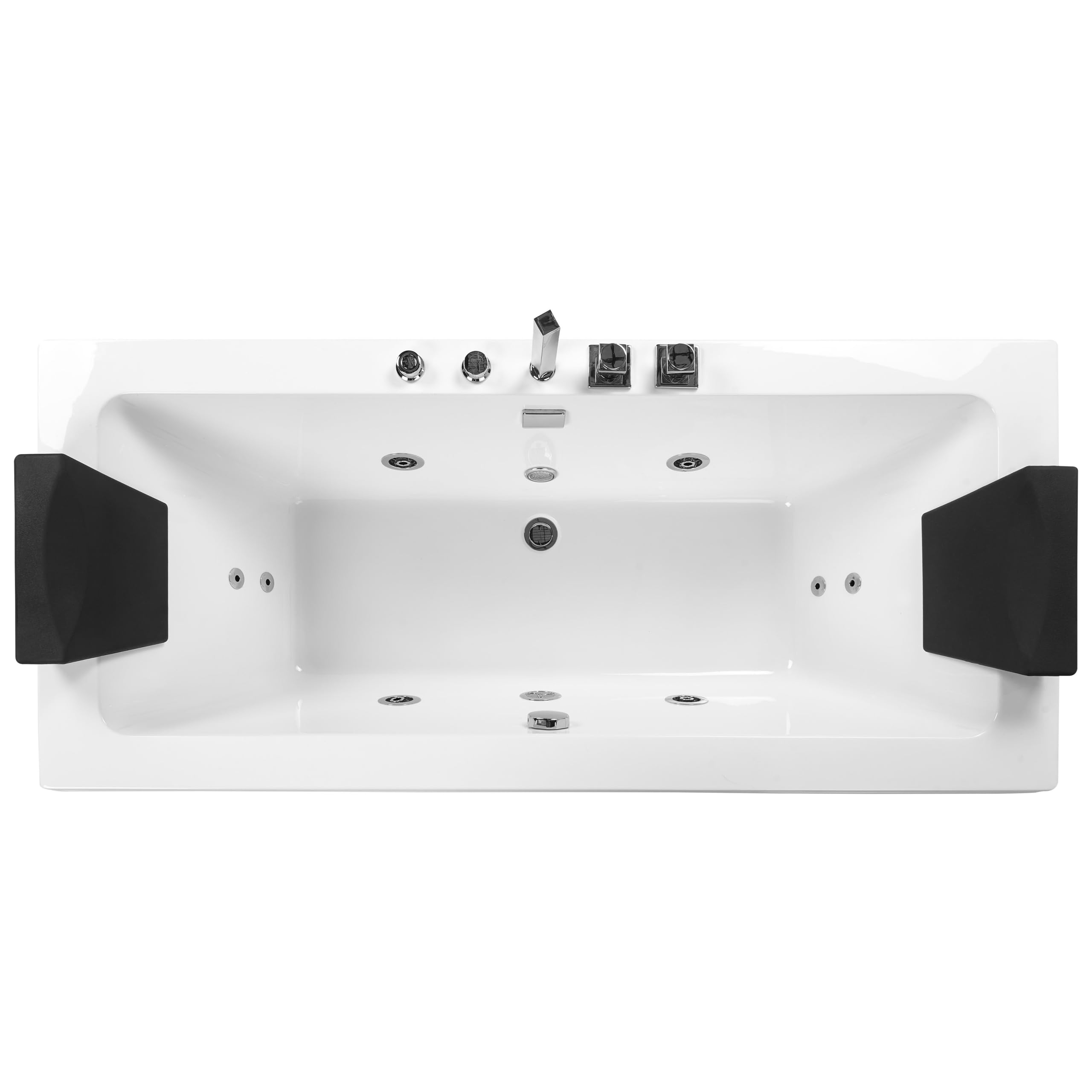 Bañera de hidromasaje de acrílico sanitario blanco y vidrio rectangular doble 157 x 85 cm con reposacabezas diseño moderno Galley