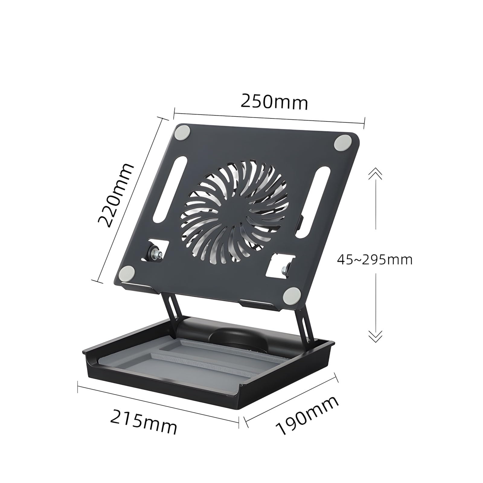Notebook con sezione portaoggetti e ventola per ventilazione, ufficio, portatile, supporto di raffreddamento compatto, spazio di archiviazione domestico per uso professionale