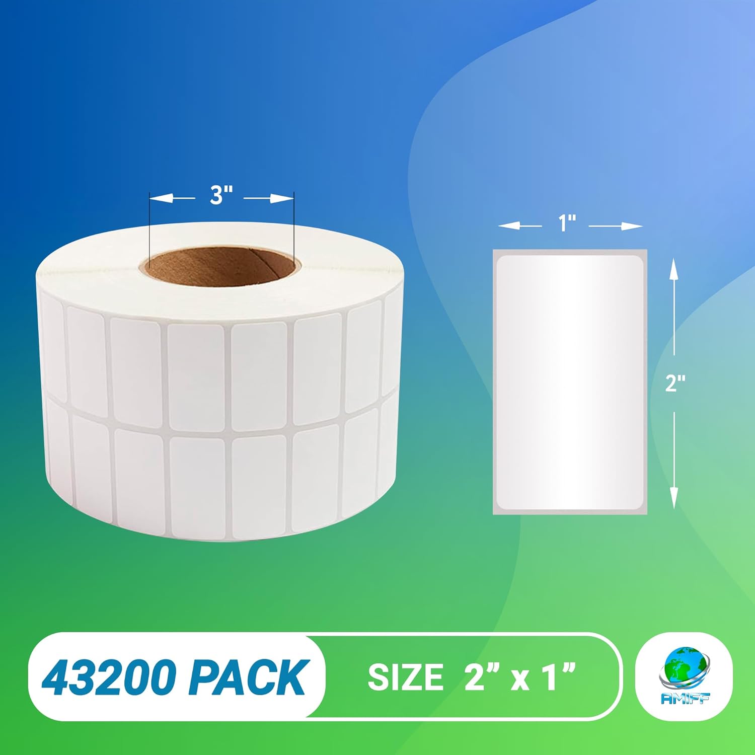 ABC PACK & SUPPLY Thermal Transfer Labels 2 x 1 Inch, White Matte Shipping Labels, 3" Core, Perforated, 10800 Labels per Roll, 4 Rolls, Permanent Adhesive, Industrial Printer Compatible
