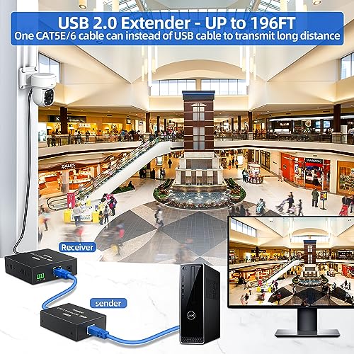 Rallonge USB 2.0 RJ45 Cat6 prolongateur 61m Hub 6 ports 480 Mbps MacOS Android