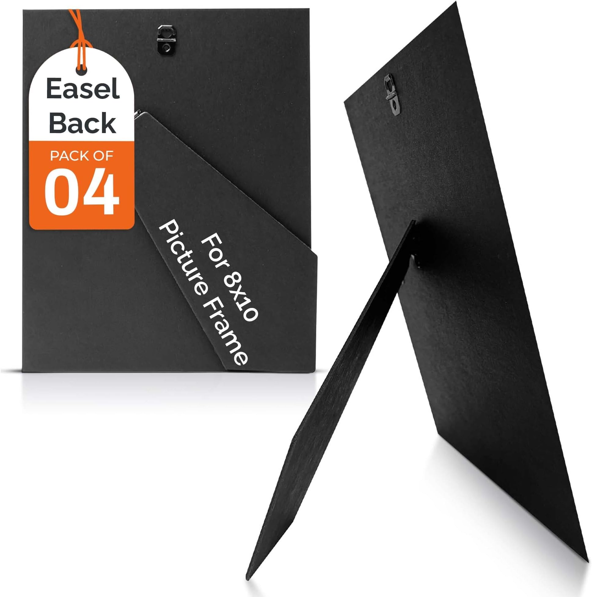 iFrame Adjustable Easel Backs | 8" x 10" Inch Solid Black Cardboard Backs with 2 Metal Hinged Hangers | Perfect for Photo s, Tiles, Art and More | 4-Pack (8x10-4) I Designed and Made in the USA