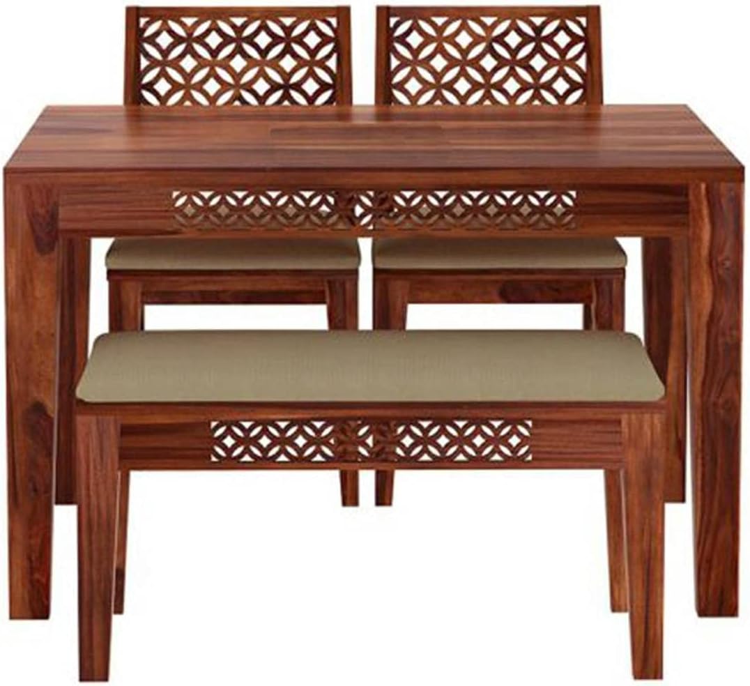 Kamal Brothers Sheesham Wood 4 Seater Dining Set in Honey Oak Finish for Dining Room & Living Room Furniture Home…