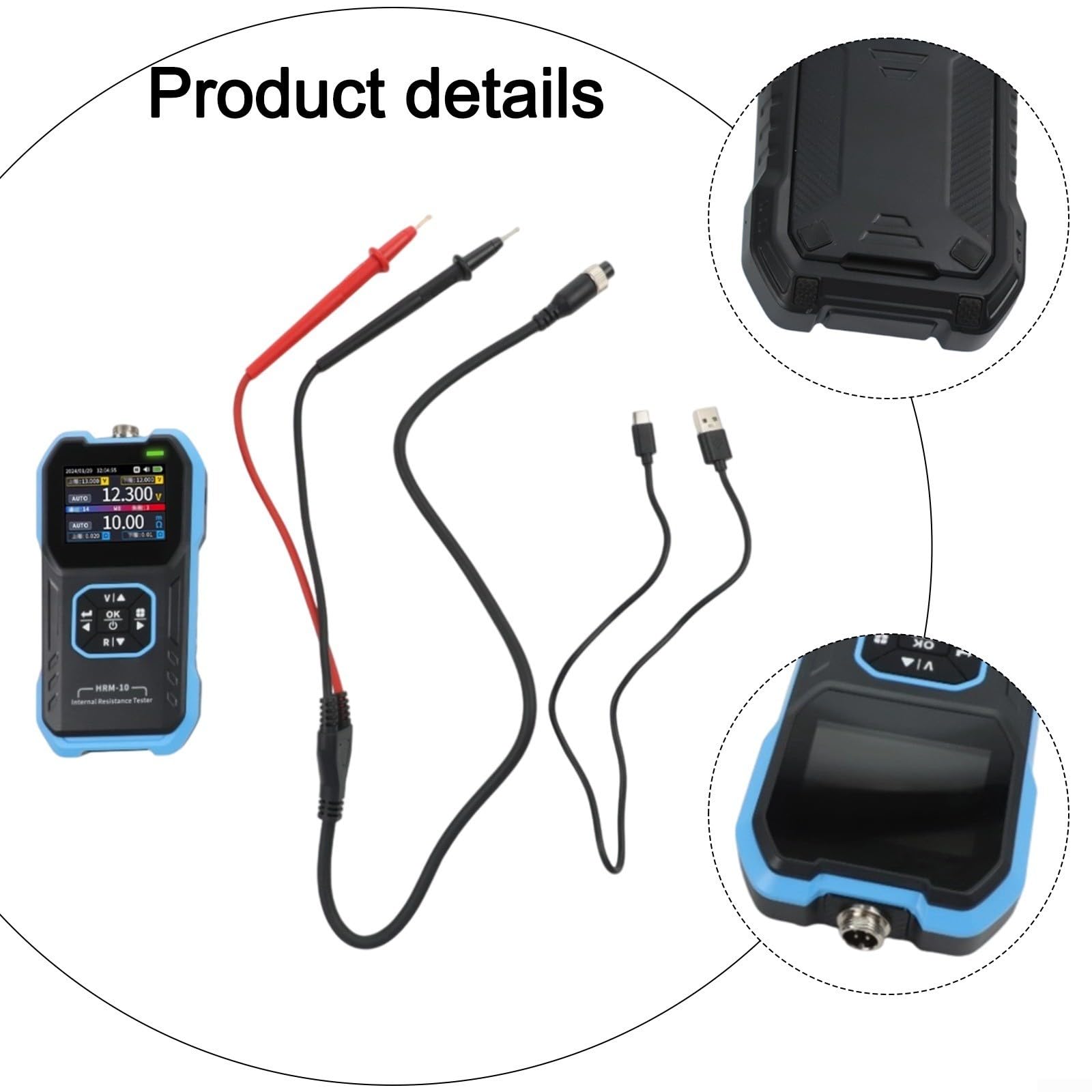 HRM-10 - Misuratore di resistenza interna con display a colori TFT, 0-100 V