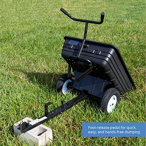 Titan Attachments 650 LB (10 Cu. Ft.) Economy Tow-Behind Poly Dump Cart for Lawn Tractor and ATV/UTV’s, Poly Dump Cart,