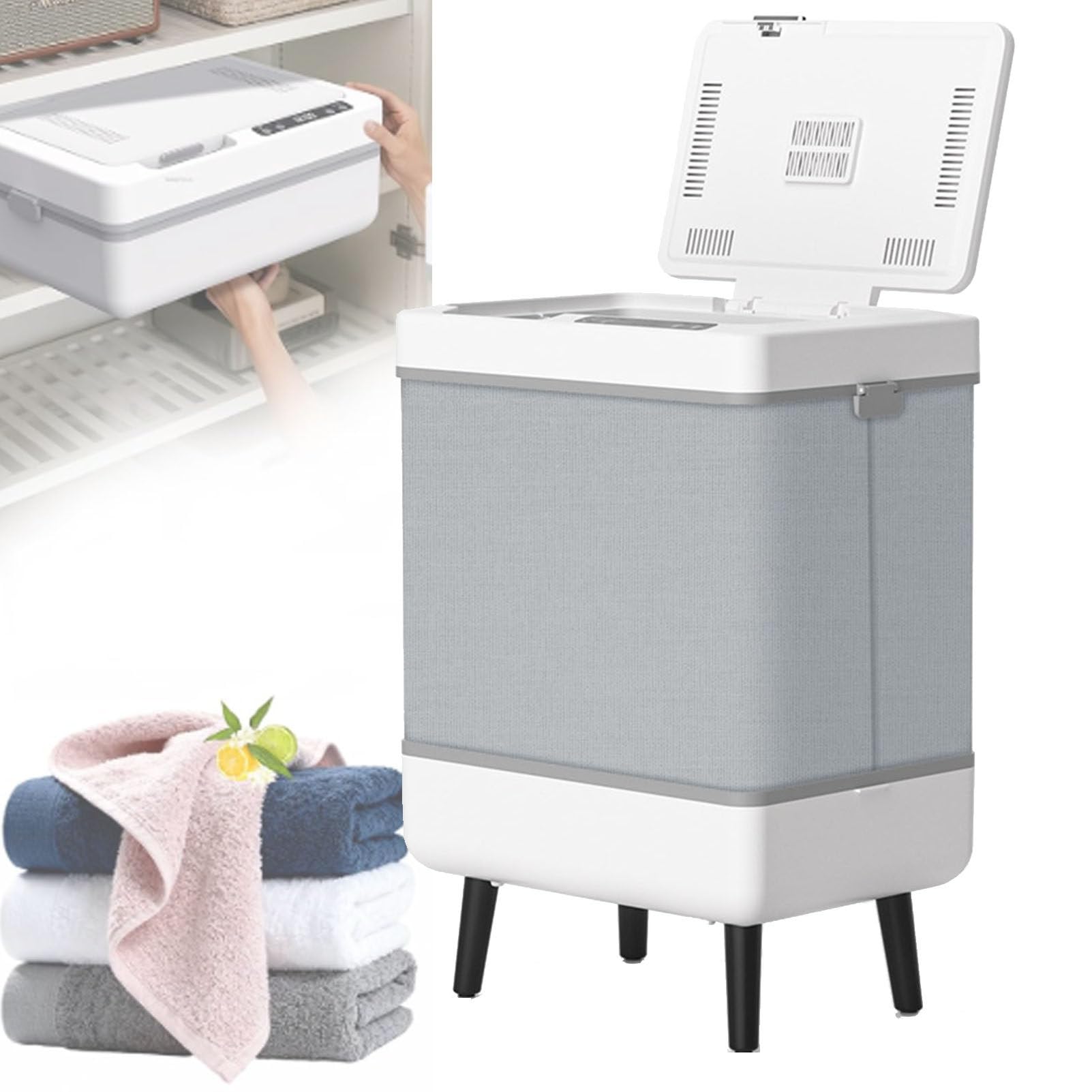 Wiadro na ręczniki z szybkim nagrzewaniem i timerem, sterowanie jednym dotknięciem, wyświetlacz LCD, pudełko na aromaterapię, składana konstrukcja do łazienki, spa, użytku domowego