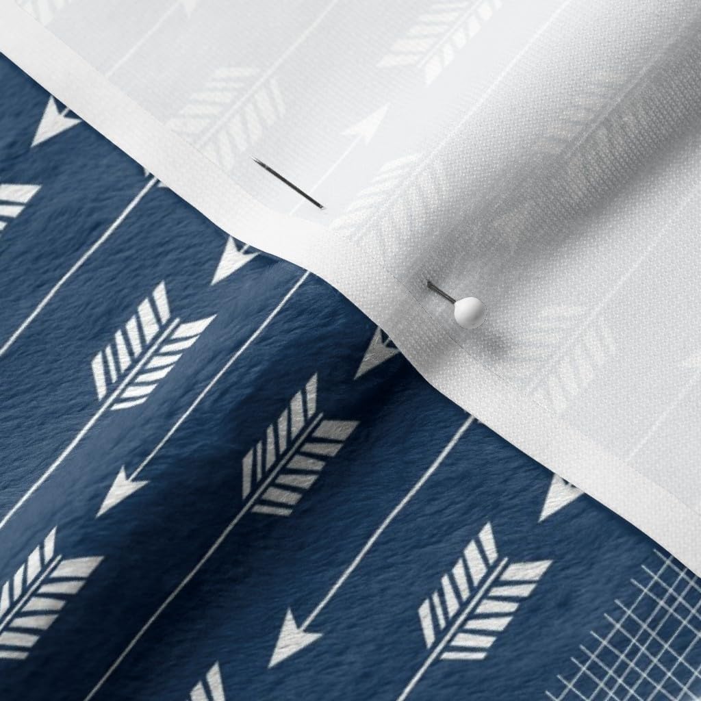 Spoonflower Fabric - Blue Cheater Quilt Plaid Chevron Patchwork Arrows Dots Check Printed on Minky Fabric by The Yard - Sewing Baby Blankets Quilt Backing Plush