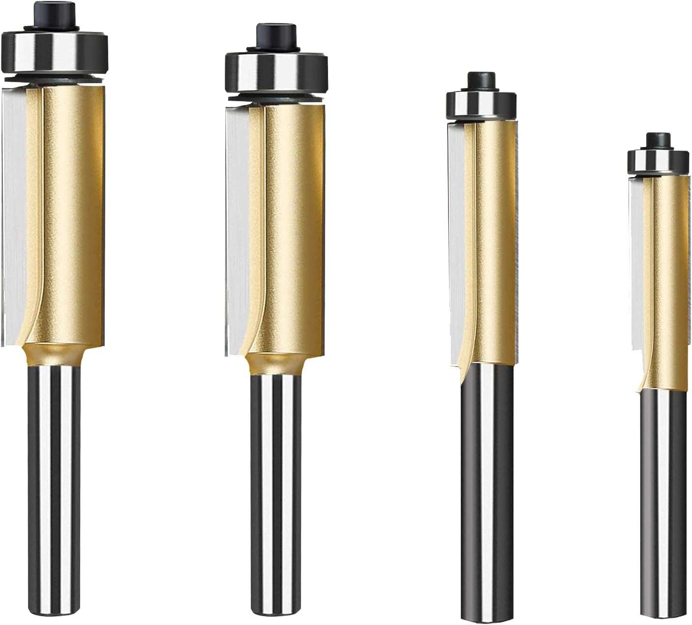 Flush Trim Router Bits Set, MAKINGTEC 1/4'' Shank Carbide Template Top Bearing Flush Trim Bits Set, Handy, Durable & Sharp, Prevent Tear-Out