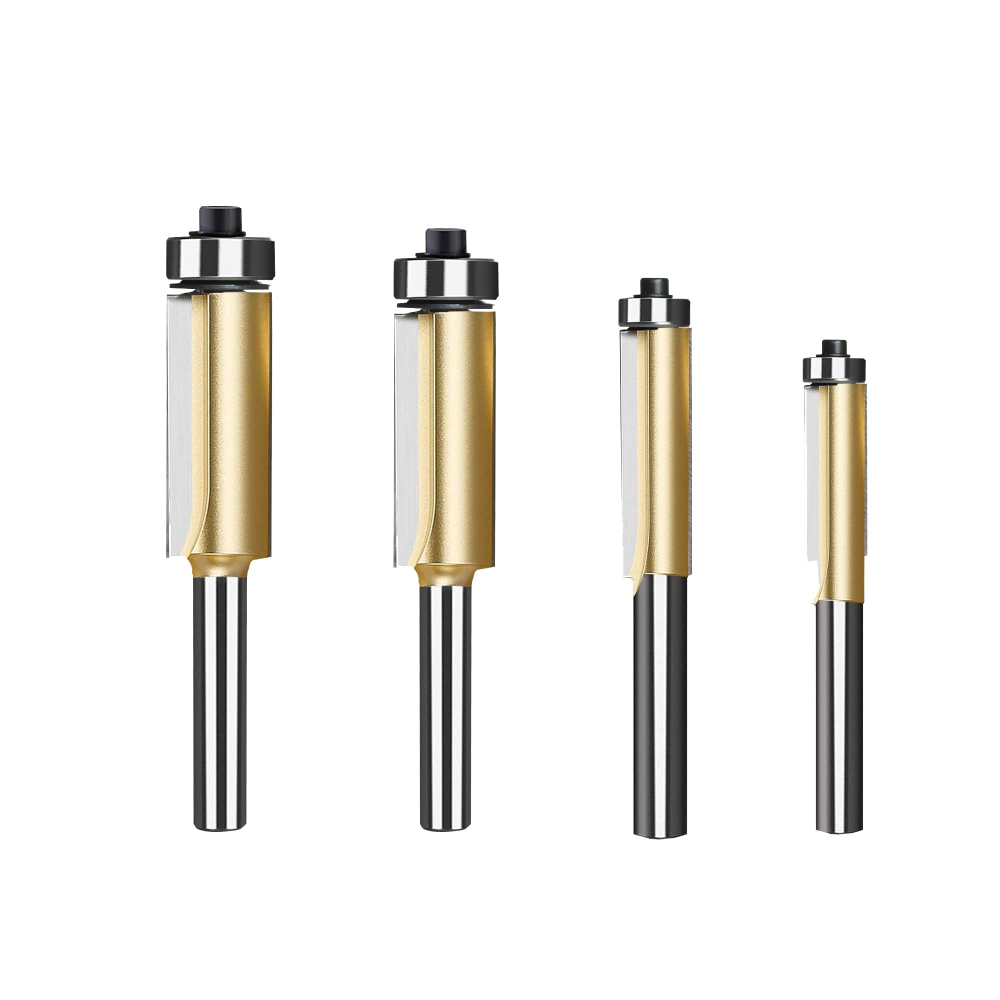 Flush Trim Router Bits Set, MAKINGTEC 1/4'' Shank Carbide Template Top Bearing Flush Trim Bits Set, Handy, Durable & Sharp, Prevent Tear-Out