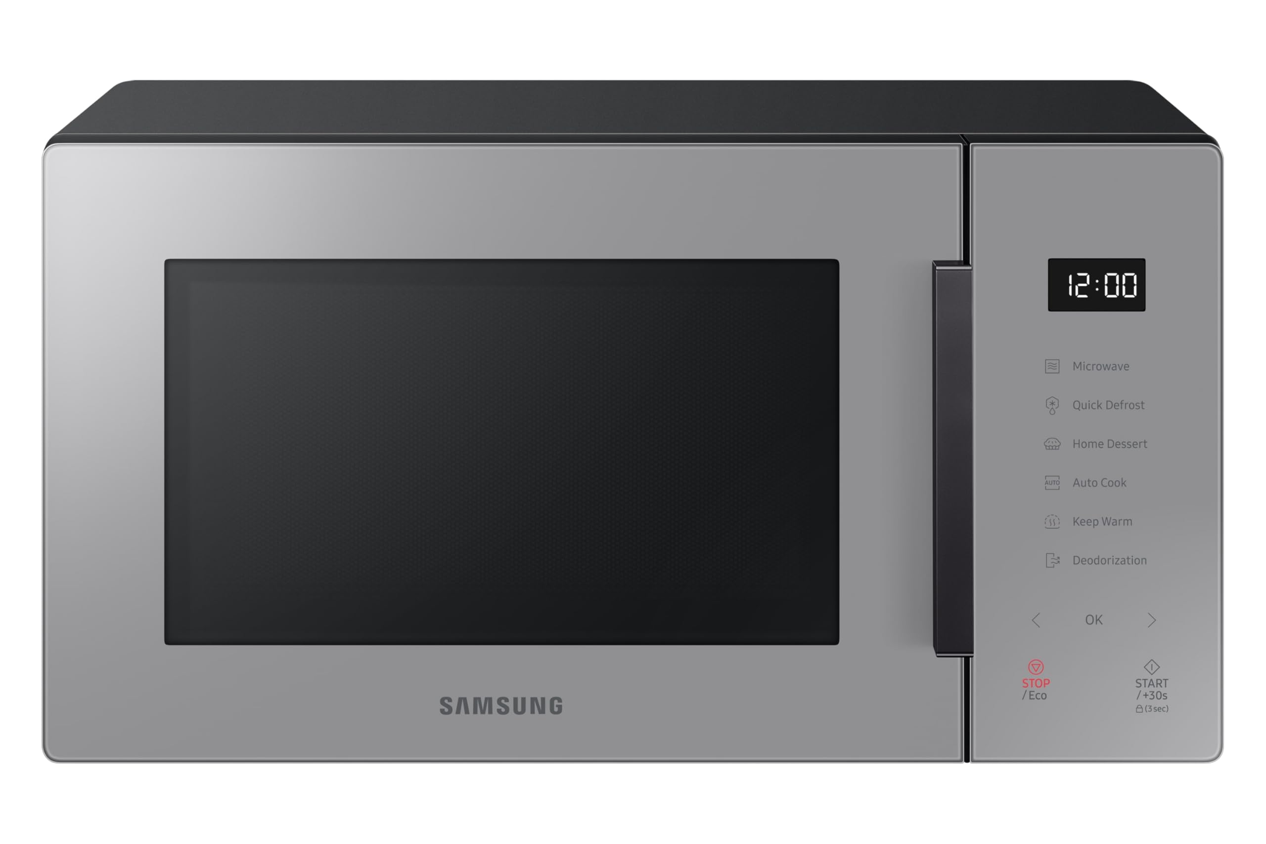 Samsung 23L Solo Microwave Oven 800W Glass Front Slate Ms23t5018ag/Eu Gray
