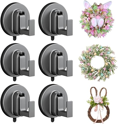 Miniatura 8 de 2025 Ganchos de Ventosa Mejorados, Ganchos de Succión sin Taladro para Vidrio de Puerta Delantera, Gancho de Ventosa Reutilizable para Corona de