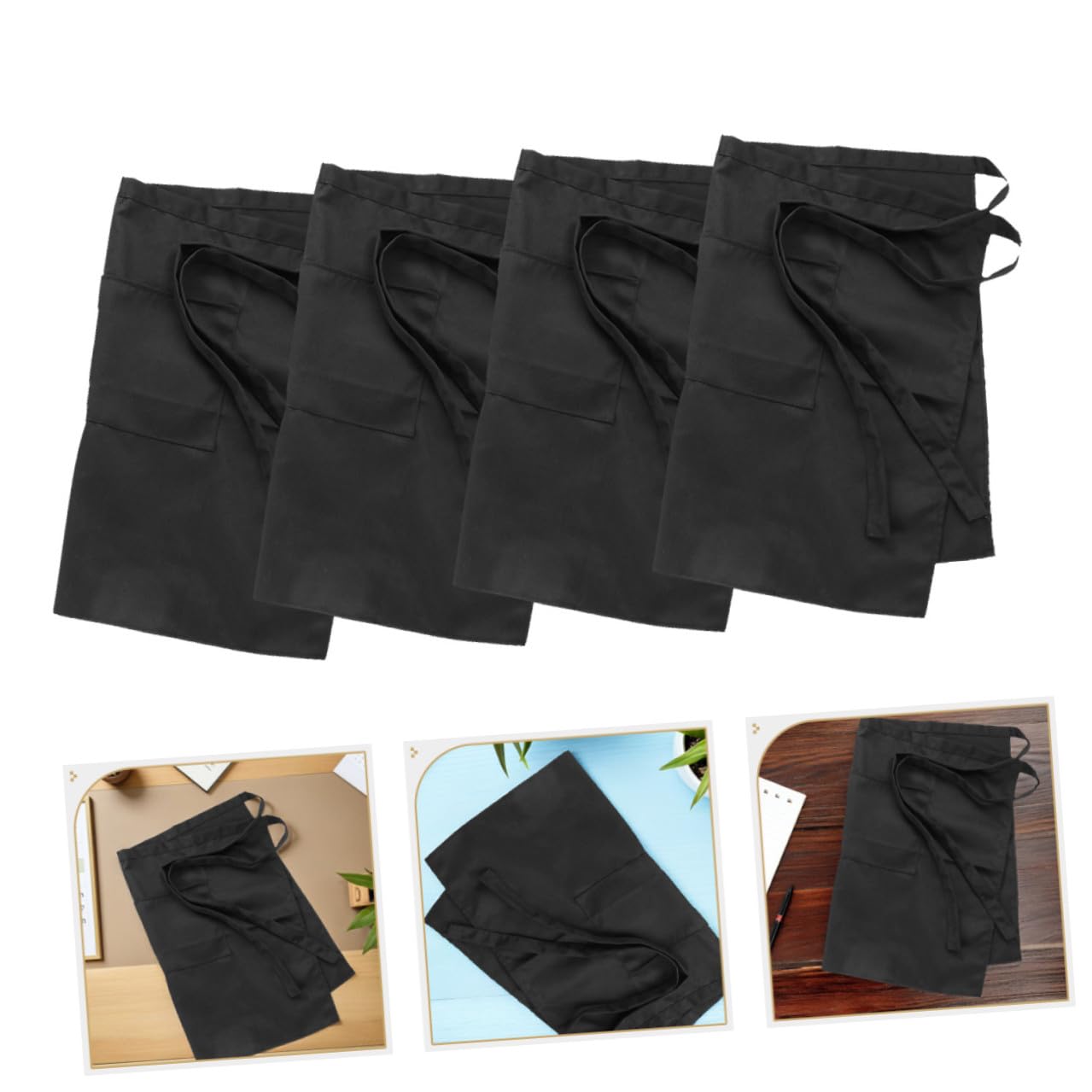 6 piezas Delantal de Cocina Resistente al Calor con Múltiples Bolsillos Diseño Unisex para Hombres y Mujeres para Cocina Horneado y Barbacoa Restaurante y Hogar