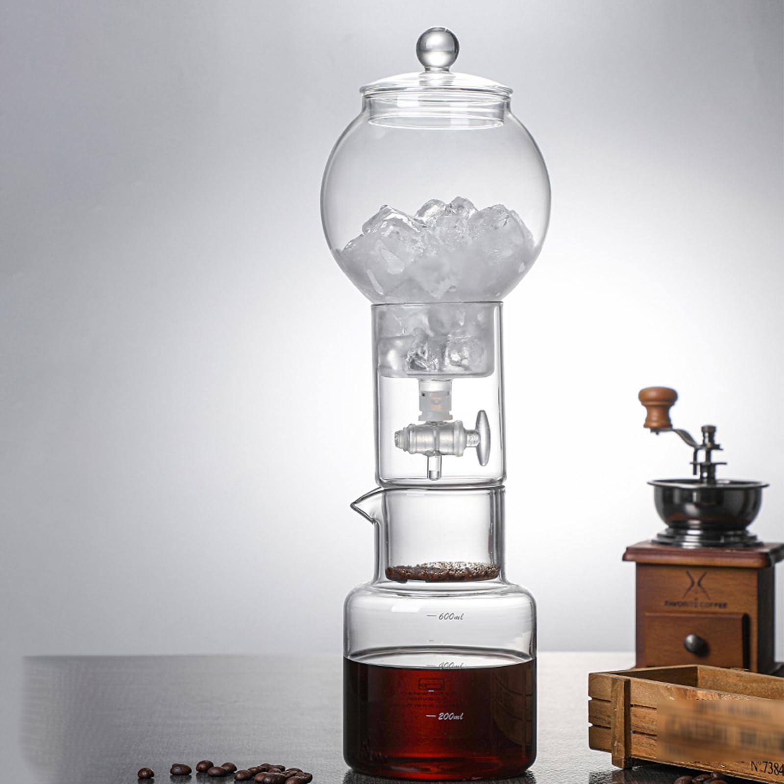 Cold Brew Drip Tower, Brew Macchina da caffè Cold Drip Coffee per Uso Domestico Flusso d'Acqua Regolabile Trasparenti Supporto in Gocciolatore Regolabile per la Casa(Color:B)
