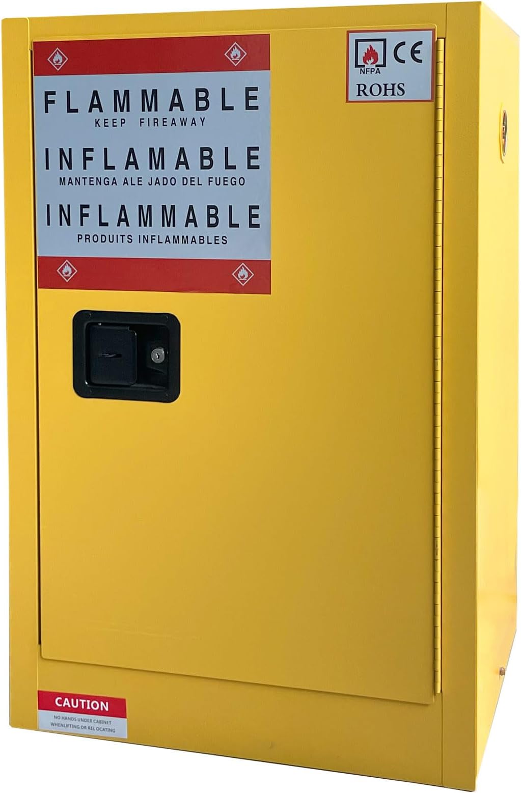 Hazardous Storage Cabinets 18" x 23.2"x 35", Adjustable Shelf Steel Cabinet for Flammable Storage, Manual Closing Doors Fork liftable Explosion Proof Cabinet, 40 Gallon Yellow,