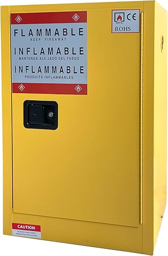 koxuyim Gabinete de almacenamiento peligroso 17 "x 18" x 22", gabinete de seguridad industrial, estante ajustable inflamable, líquidos inflamables