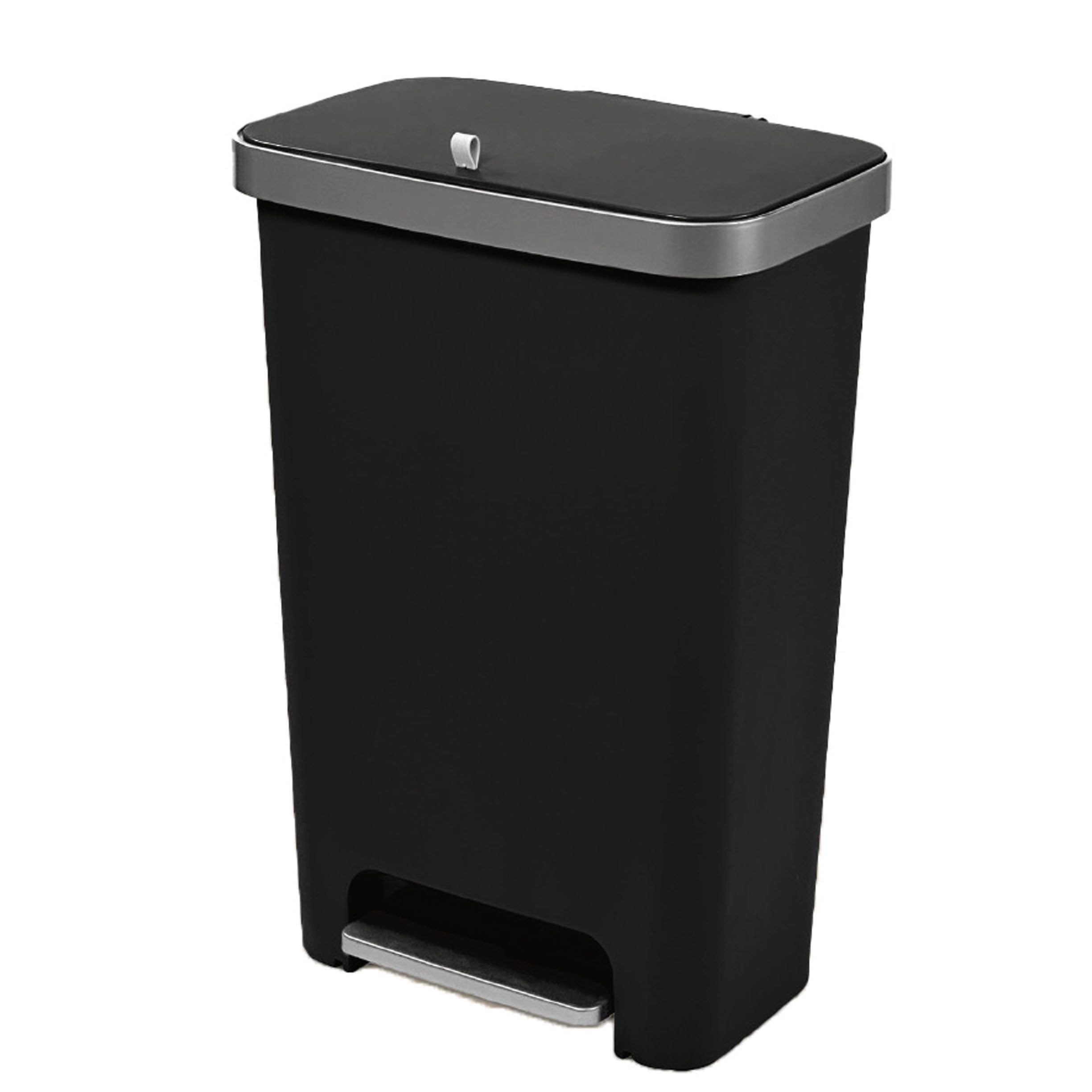 Addis 50L Rectangular Kitchen Pedal Bin with Recycling Divider โ Large Family Waste Bin, Flexible Waste & Recycling Use, Soft Close Lid, Metal Pedal, Black