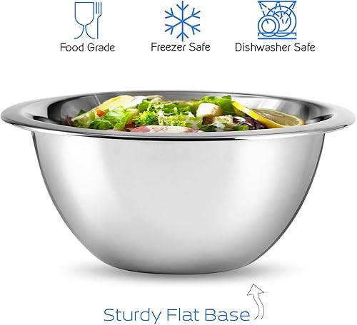 Miniatura 5 de EATEX Cuencos de acero inoxidable para mezclar  Juego de 6 cuencos mezcladores para cocina cocina cuencos de metal anidables con tazas medidoras y