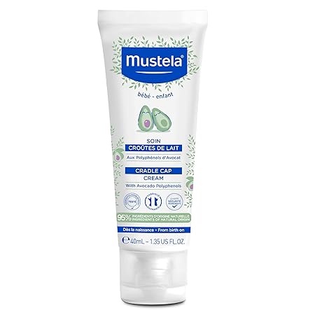 Mustela Baby Cradle Cap Cream 40ml - Newborn Safe - with Natural Avocado - Paraben Free & Fragrance Free