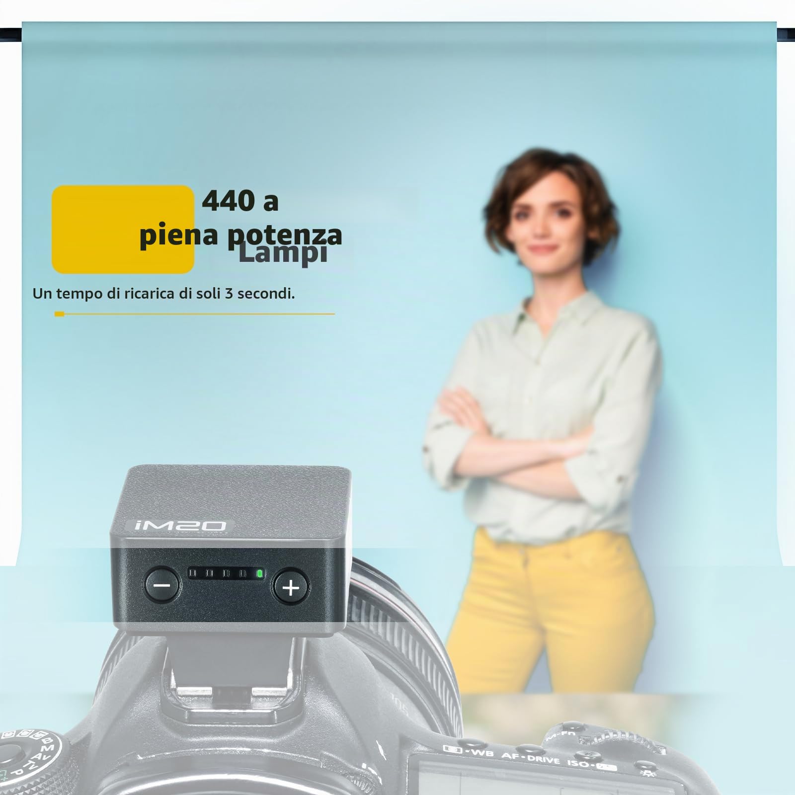 Godox iM20 Fotocamera Flash, Batteria incorporata con 5 Livelli Flash Power per Canon/Sony/Fuji/Nikon/Panasonic/Olympus, per Fotocamere con Hotshoe Singolo Contatto