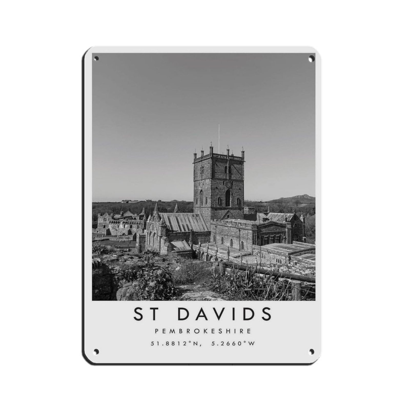 St Davids Travel, Wales Poster Retro Poster Metal Tin Sign Chic Art Retro Iron Painting Bar People Cave Cafe Family Garage Poster Wall Decoration 12x16inch(30x40cm)