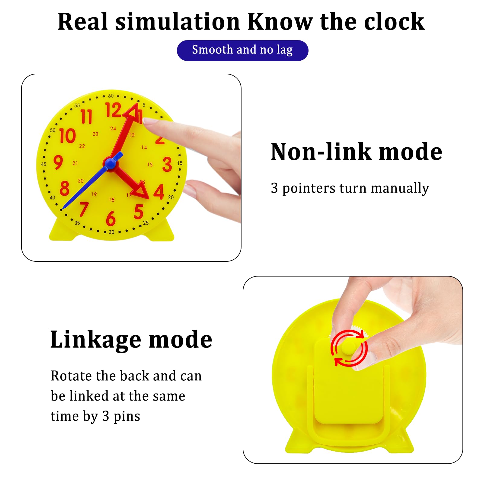 CONNECTION Orologio Giocattolo per Apprendimento Modello di Orologio Didattico Precoce Regali per Bambini Impara a Leggere L'orologio Orologi Educativo Regalo per 5 + Anni Ragazzo Ragazza Studenti
