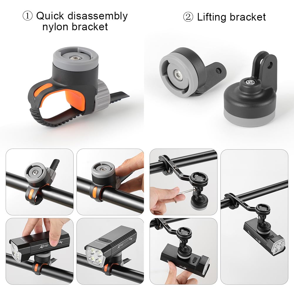 Lampka rowerowa ładowana przez USB, 1200 lm, przednia lampa rowerowa do jazdy nocnej, stop aluminium, lampa baterii 2400 mAh