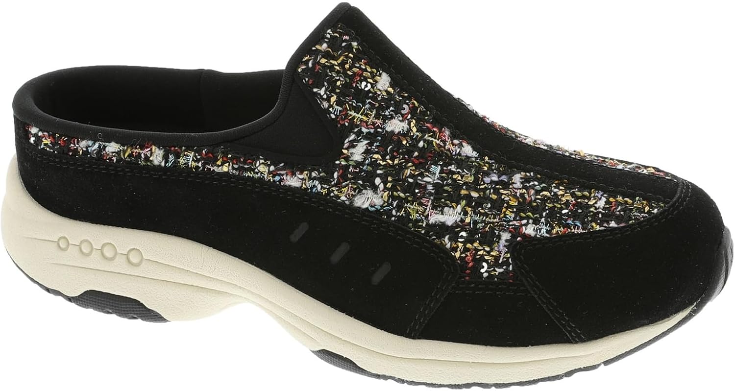 Easy Spirit Traveltime Women's Slip On, 5.5 B(M) US, Black-Tweed-Multi-Patent