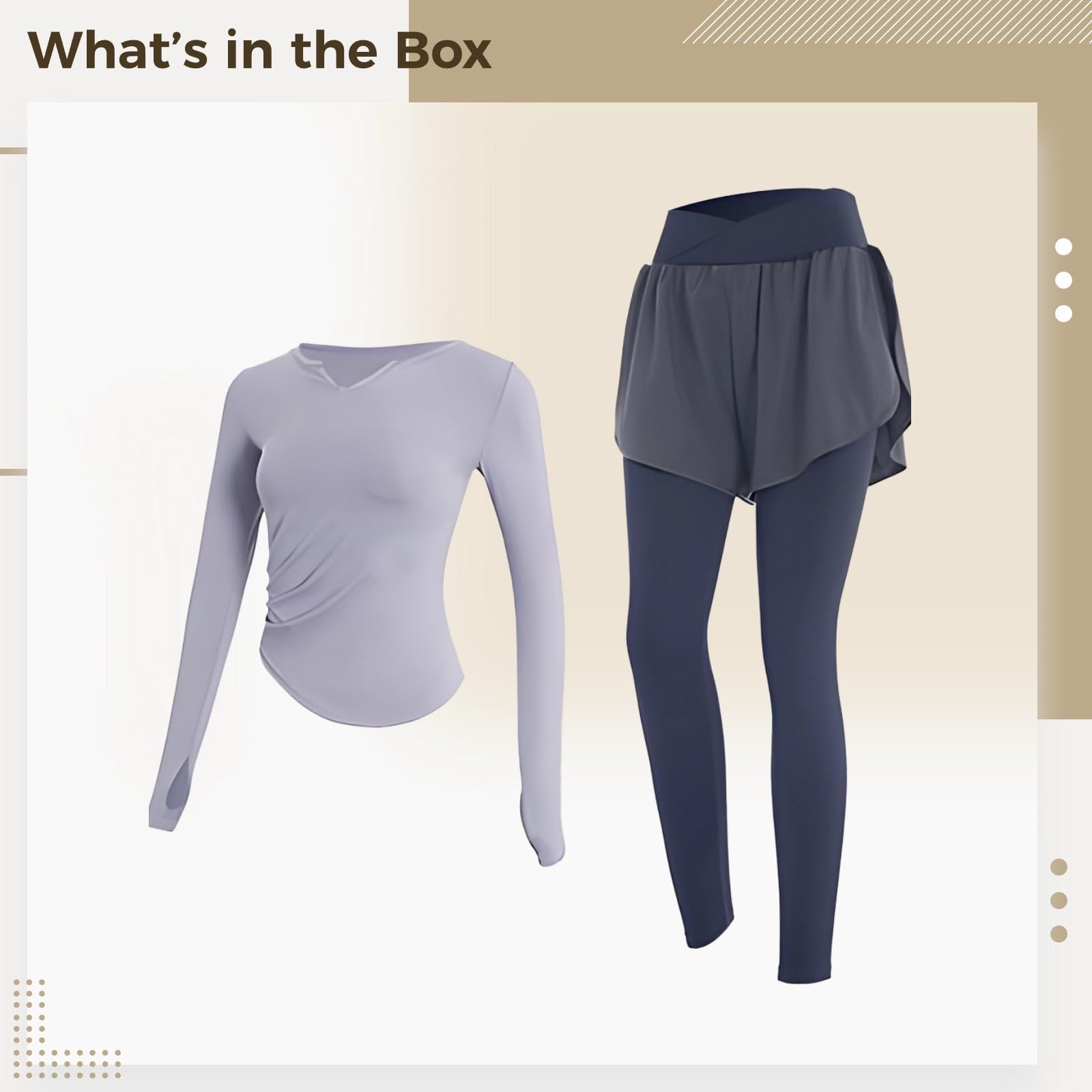 Tenue de Pilates noire XXL pour femme, comprend un haut à manches longues et un short ou des leggings, des vêtements de sport en polyester-élasthanne
