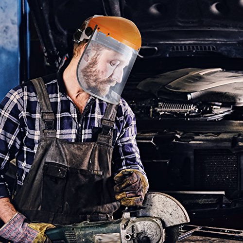 Katzco Clear Full Face Shield Visor Mask – Face And Head Coverage- Ideal For Automotive, Construction, General Manufacturing, Mining, Oil/Gas Uses #TOP3