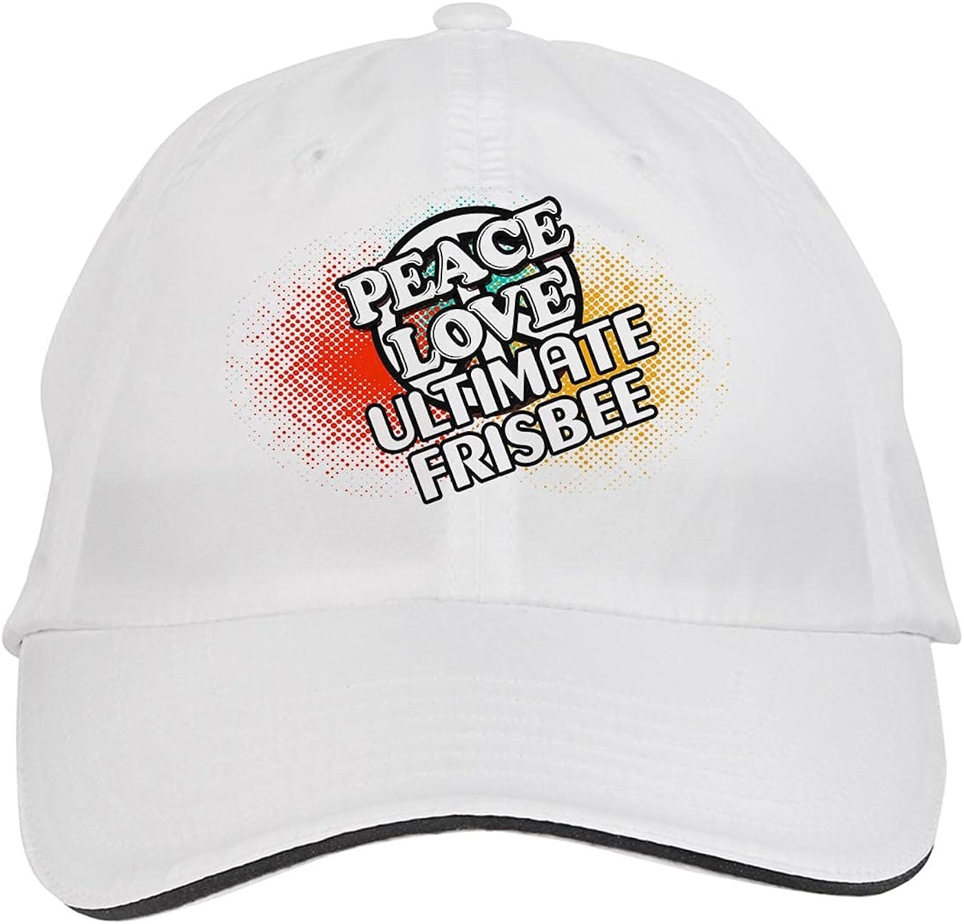 Makoroni Peace Love Ultimate Frisbee Hat Adjustable Cap, DesW7 White at Amazon Men’s Clothing