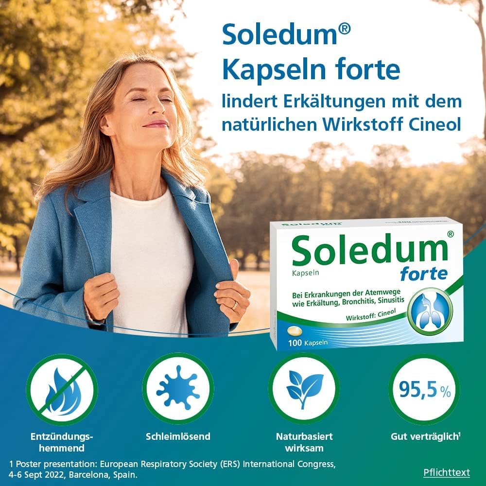 Erkältungsbundle 3er Set | Soledum Kapseln forte -100 Kapseln | nasic Nasenspray mit dem Wirkplus - 15 ml | nasic Lippenpflegestift