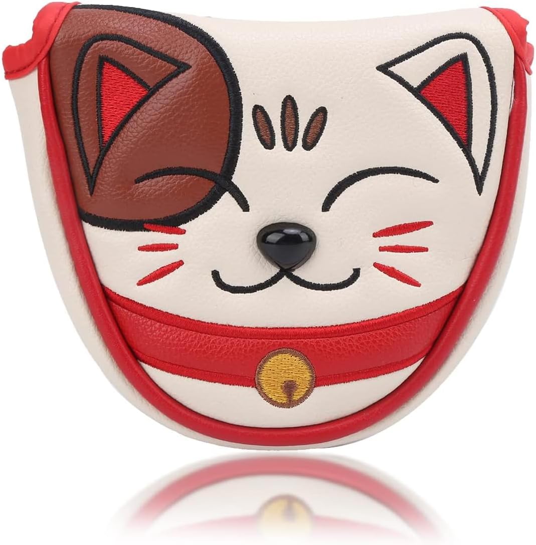 Golf Club Head Covers Putter Cover Mallet Putter Cover Golf Center Shaft Headcover Guard Protector of Lucky Cat Waterproof