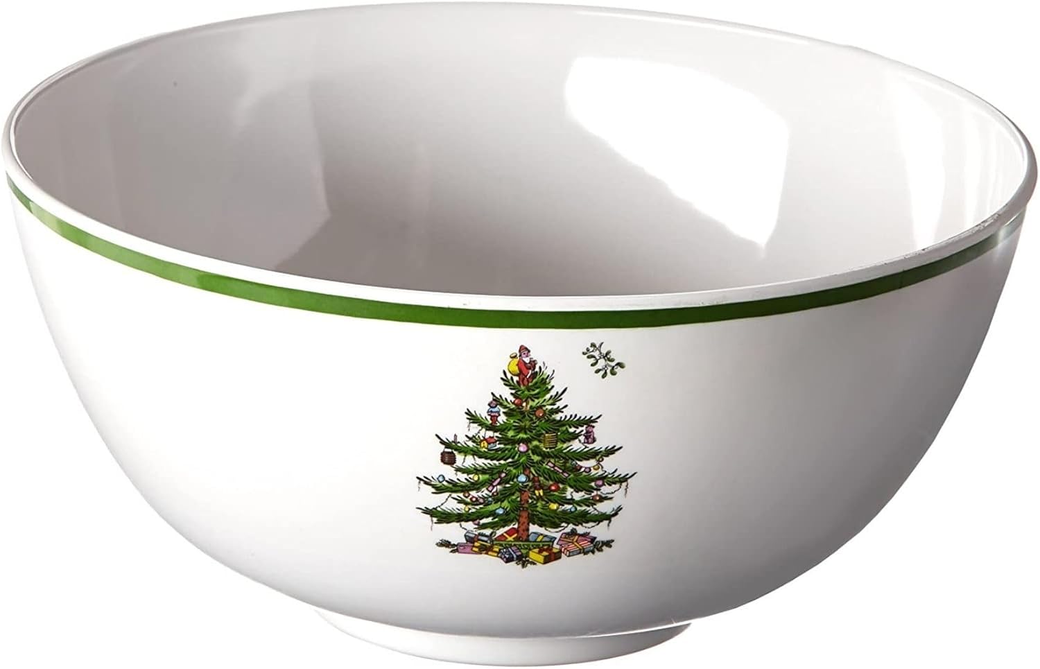 Spode Christmas Tree Melamine Deep Bowl - Large 11-Inch Round Serving Bowl for Salad, Pasta, Side Dishes - Festive Holiday Tableware - Shatterproof, Indoor/Outdoor Use, Dishwasher Safe