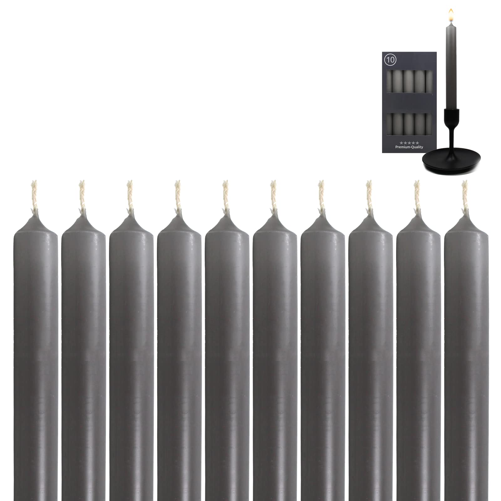 Candele A Punta Candelo - 10 Pezzi Grigio Ardesia 18.5cm 7.5 Ore