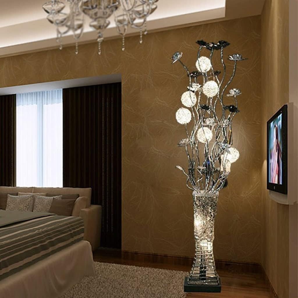 LED Aluminum Flower Standard Lamp for Living Room Bedroom, Vase Decoration Floor Standing Lamp, Bedside Lamp Décor for Home Décor
